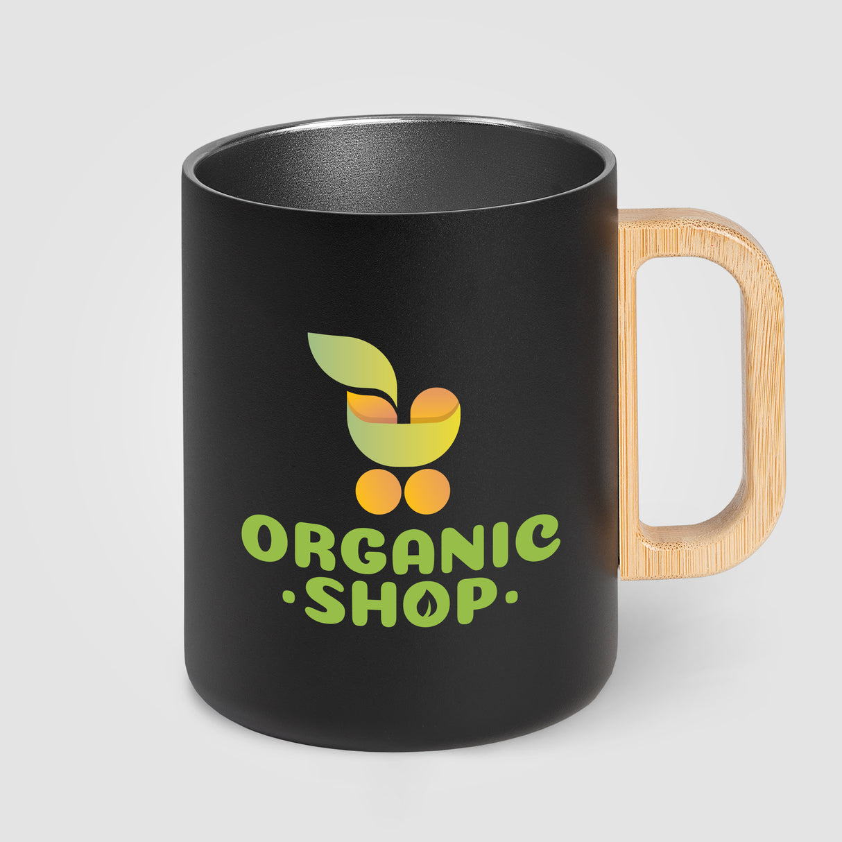 Vancouver - 18 oz. Stainless Steel Double Wall Mug with Bamboo Handle