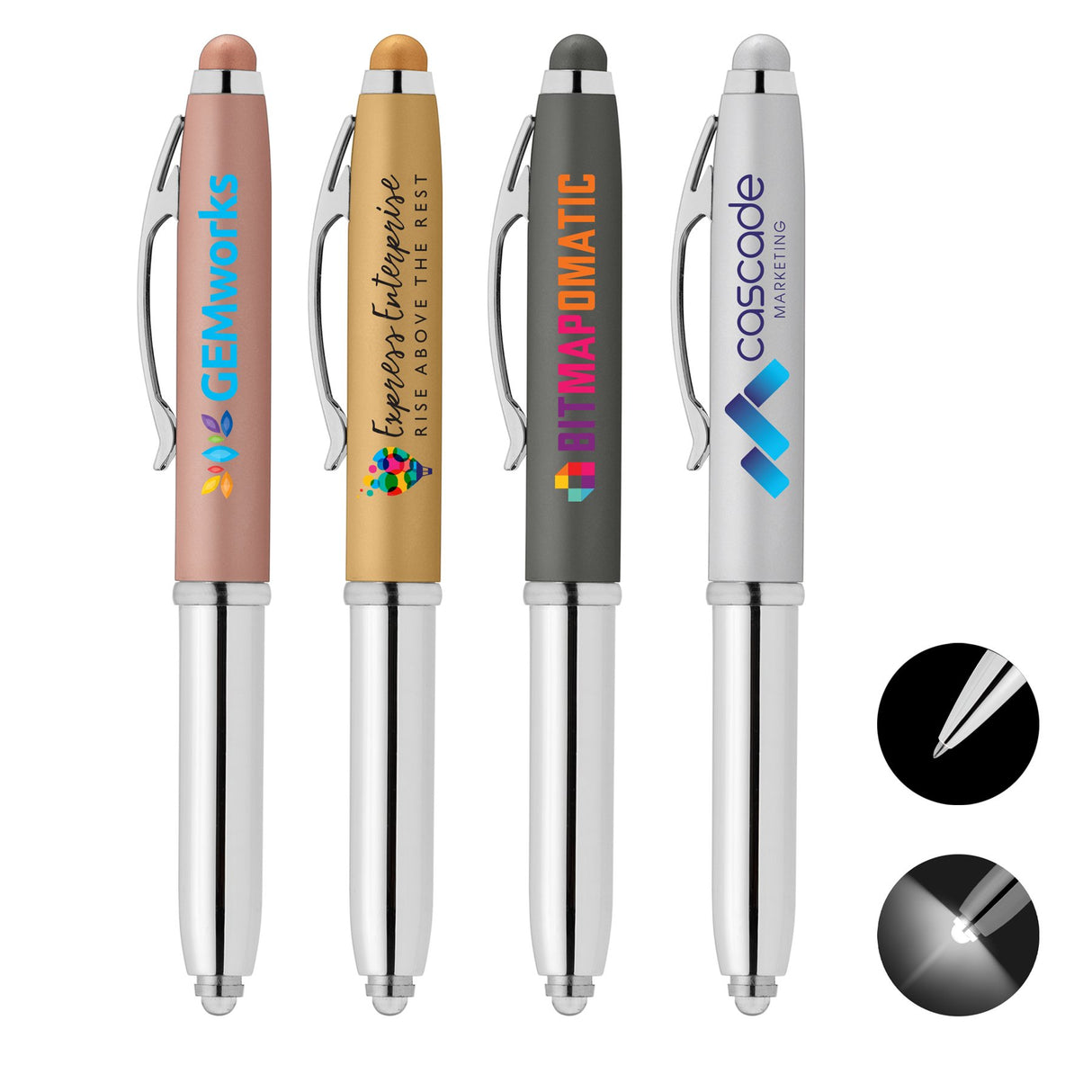 Vivano Softy Metallic Pen w/ LED Light and Stylus