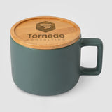 Café Virtuoso - 12 oz. Ceramic Mug with Bamboo Lid