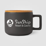 Café Virtuoso - 12 oz. Ceramic Mug with Bamboo Lid