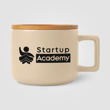 Café Virtuoso - 12 oz. Ceramic Mug with Bamboo Lid