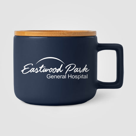 Café Virtuoso - 12 oz. Ceramic Mug with Bamboo Lid