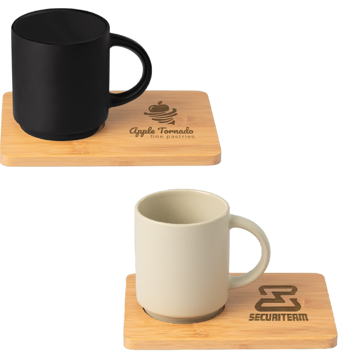 Café Duo - 11 oz. Ceramic Mug & Bamboo Board Set
